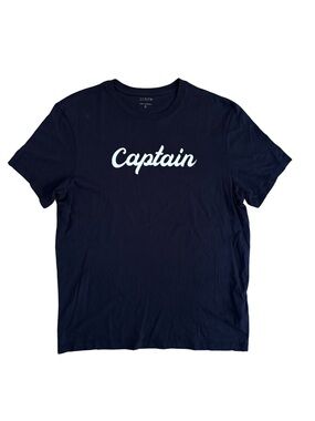 J. Crew Navy Graphic "Captain" Short Sleeve Tee